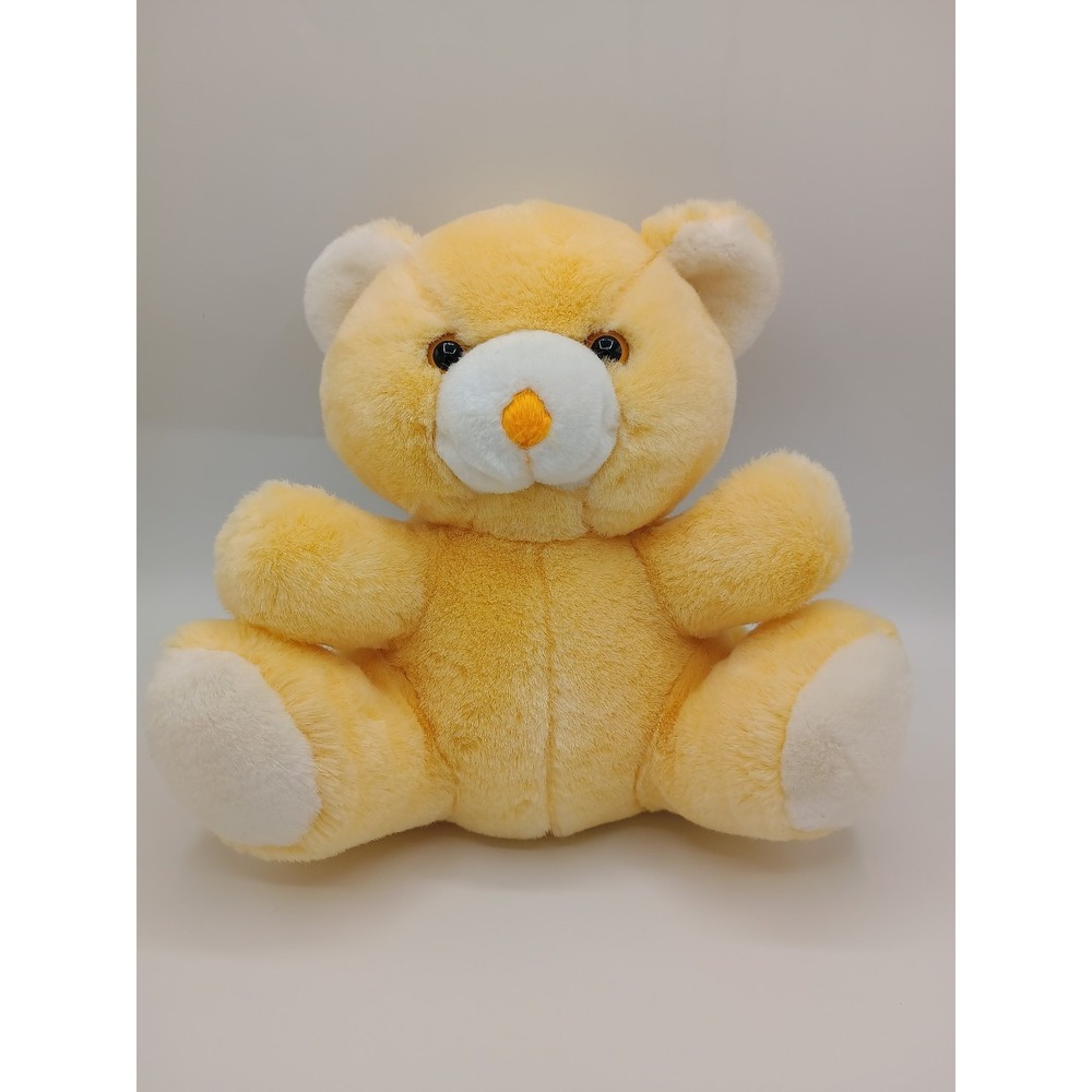 9" 1988 WESTCLIFF GEOFFREY Crib Pals MUSICAL Yellow White Sitting PLUSH Bear B5